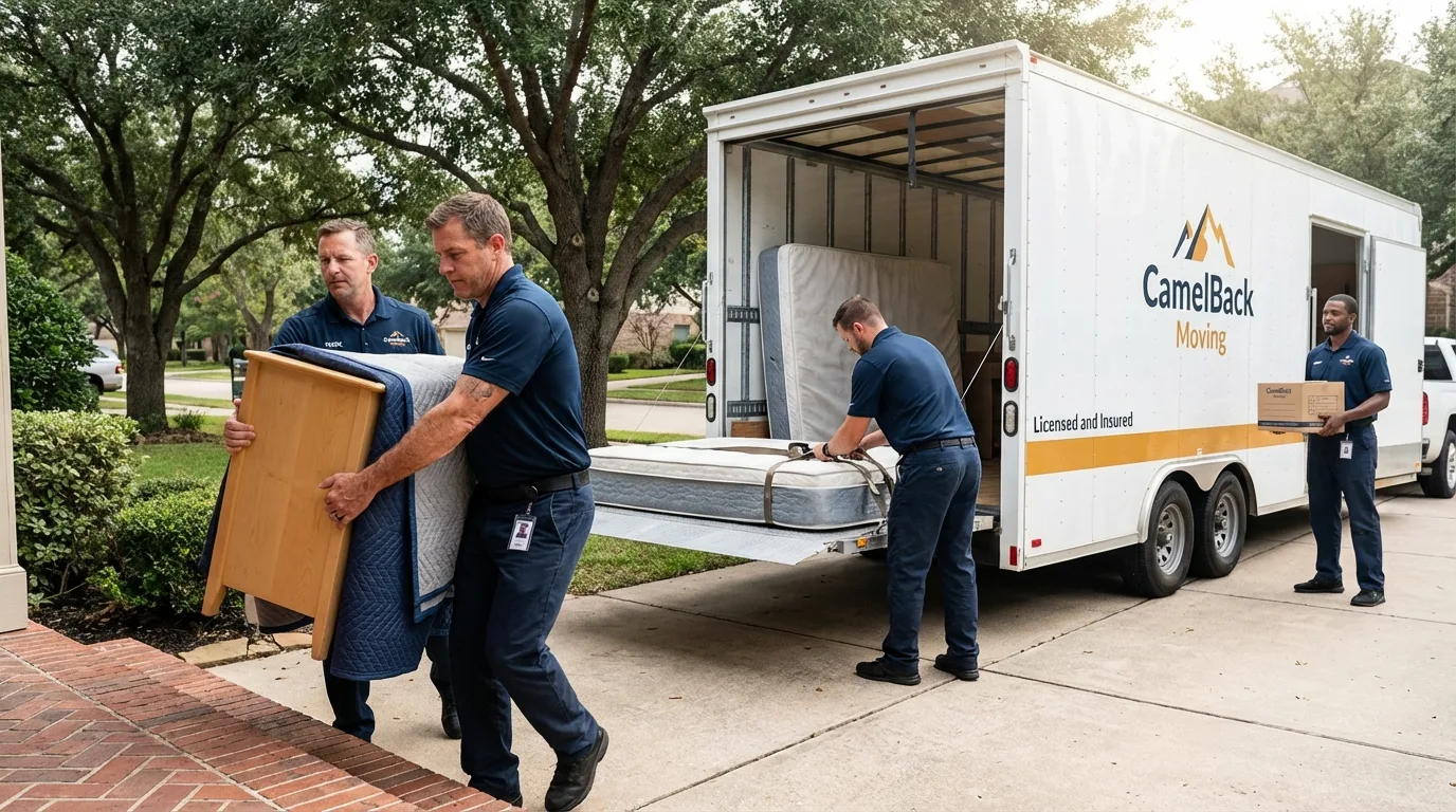 Crew loading residential truck for cross-state move from Shrewsbury, NJ