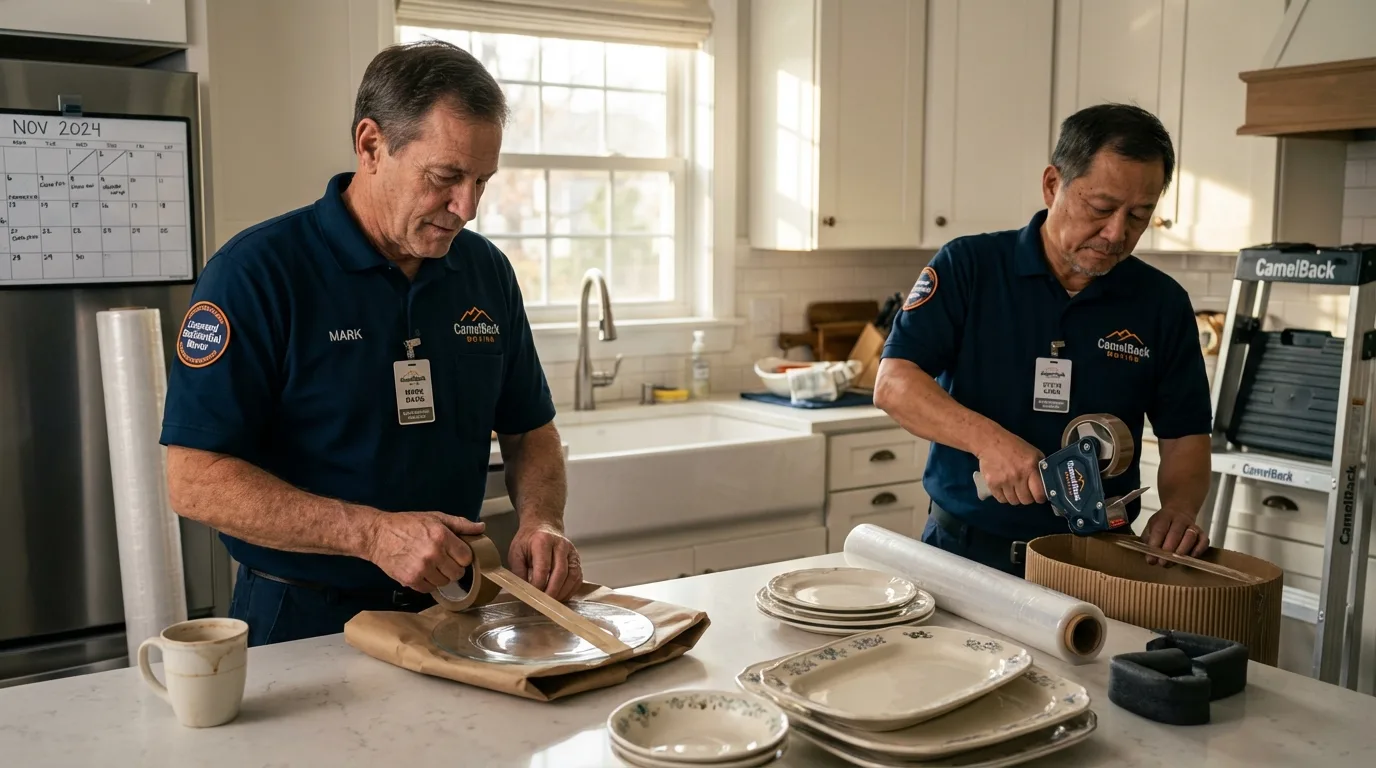 Professional crew packing kitchen dishware in Shrewsbury, NJ
